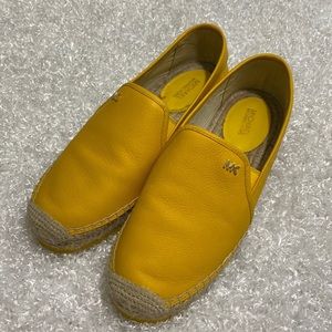 Michael Kors Ladies Size 7 Gold Color Platform Slip Ons